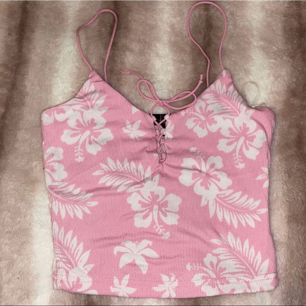 Pink, Hawaiian print tank top